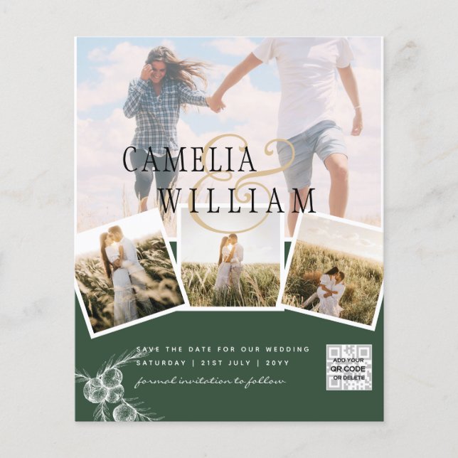 Flyer Convite de Casamento com Foto JUNIPER GREEN Modern (Frente)