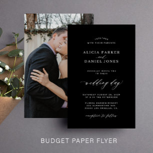 Flyer Convite de casamento com foto preto e branco econô