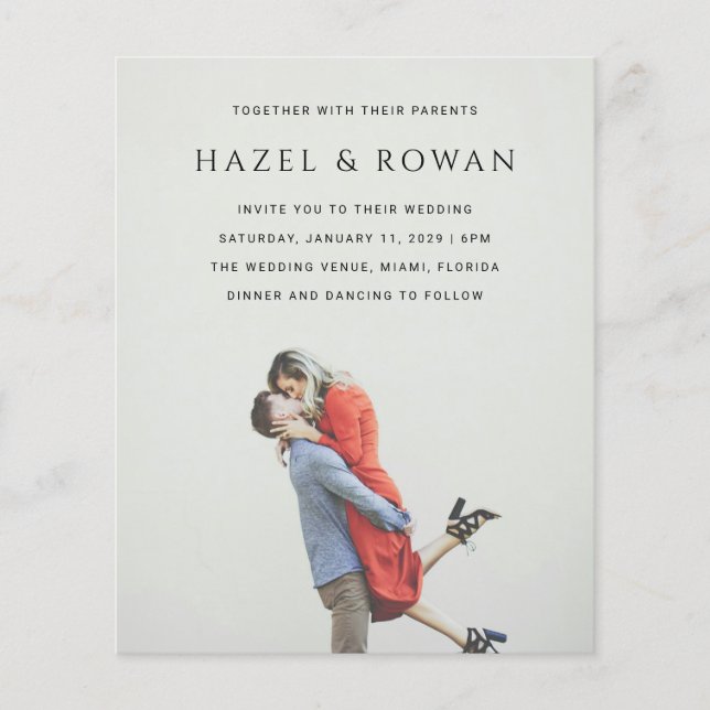 Flyer Convite de Casamento com Foto Simples Moderno (Frente)