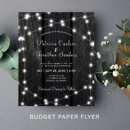 Flyer Convite de casamento com luzes de madeira de celei