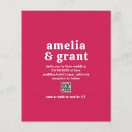 Flyer Convite de Casamento com QR Code Viva Magenta Econ