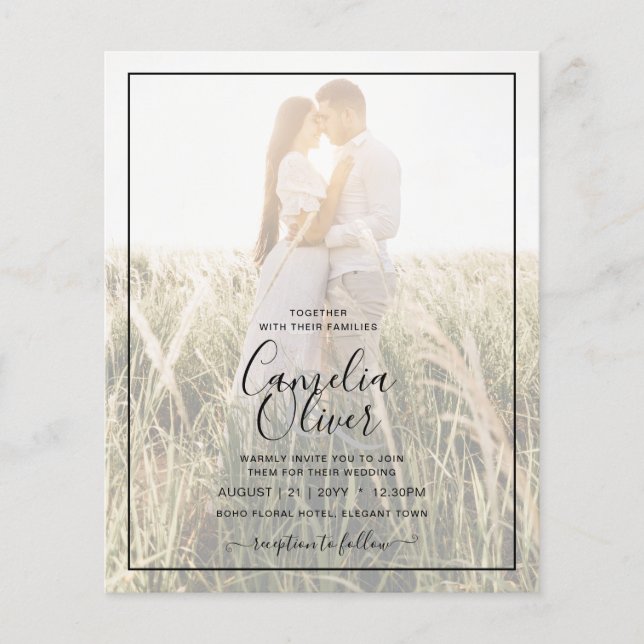 Flyer Convite de Casamento com Sobreposição de Foto Verd (Frente)