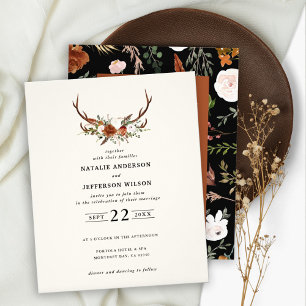 Flyer Convite de casamento com tema floral de terracota 