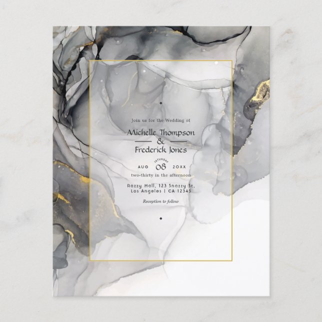 Flyer Convite de Casamento com Tinta Alcoólica Preta e D (Frente)