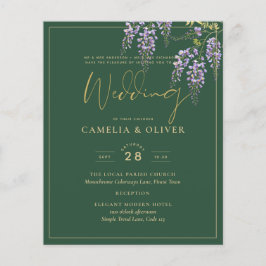 Flyer Convite de casamento da WISTERIA Dourada Púrpura L