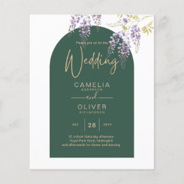 Flyer Convite de casamento da WISTERIA Dourada Púrpura L