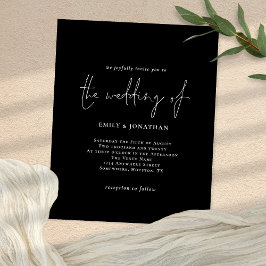 Flyer Convite de casamento de Código QR Preto Branco Sim