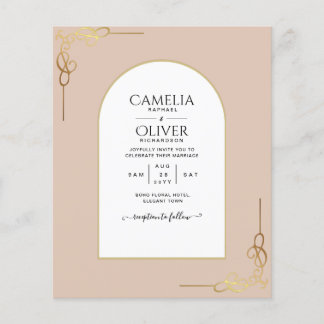 Flyer Convite de casamento de Ênfase Dourada multifuncio