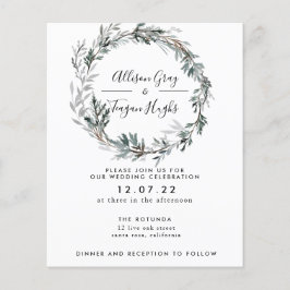 Flyer Convite de Casamento de fosco Wreath | Orçamento F