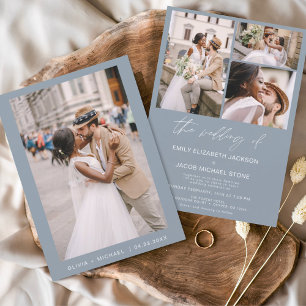 Flyer Convite De Casamento De Foto Azul Com Dusty