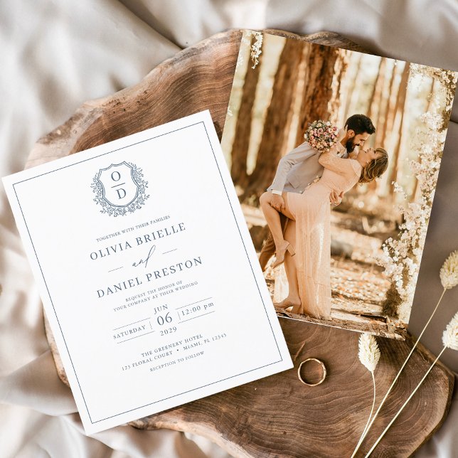 Flyer Convite De Casamento De Foto De Pé Azul Dusty (Criador carregado)
