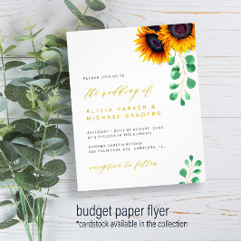 Flyer Convite de casamento de girassóis e eucalipto econ