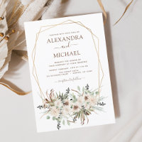 Convite de Casamento de Grama Pampas Boho Eucalipt