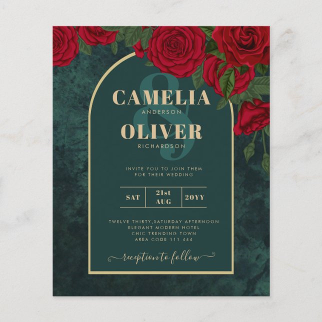 Flyer Convite de Casamento de Inverno com Orçamento Flor (Frente)