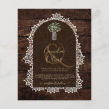 Convite de Casamento de Madeira Gypsophila de Rend
