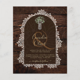 Flyer Convite de Casamento de Madeira Gypsophila de Rend
