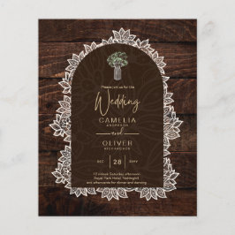 Flyer Convite de Casamento de Madeira Gypsophila de Rend