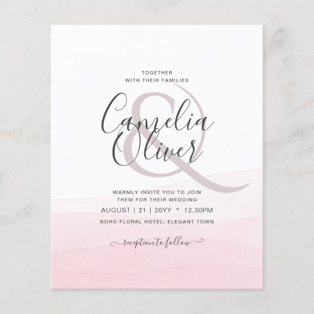 Flyer Convite de casamento de Mão Rosa Ciada (Frente)