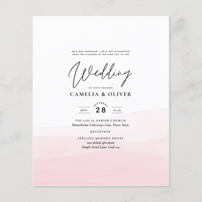 Flyer Convite de casamento de Mão Rosa Ciada (Frente)