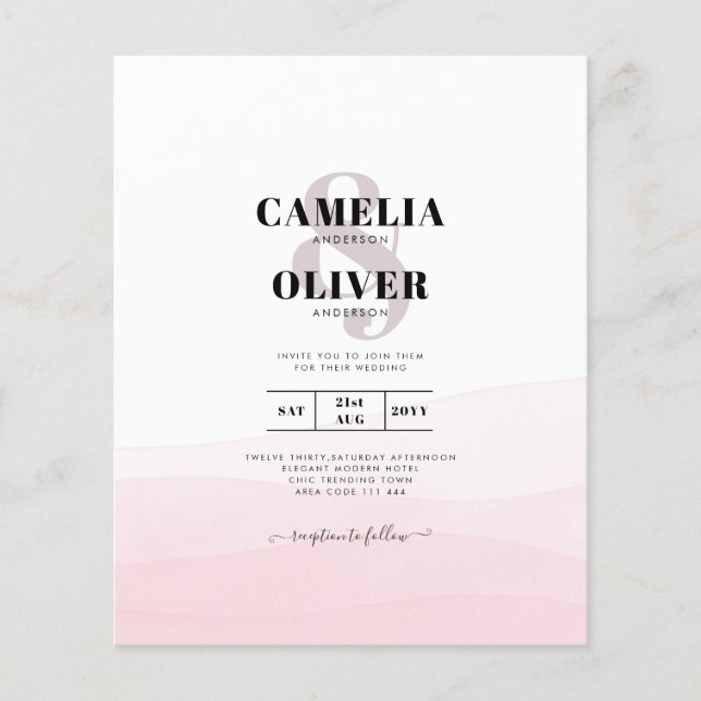 Flyer Convite de casamento de Mão Rosa Ciada (Frente)
