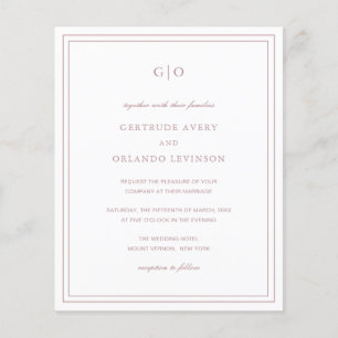 Flyer Convite de Casamento de Orçamento Elegante Rosa Cl