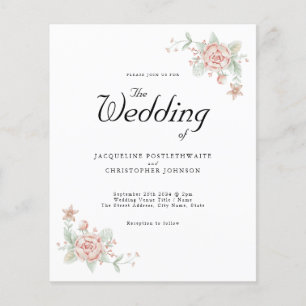 Flyer Convite De Casamento De Orçamento Peonia Rosa Chi