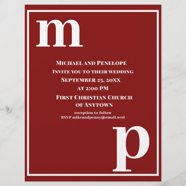 Flyer Convite de casamento de Orçamento Vermelho de Garn (Frente)