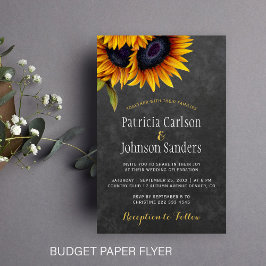 Flyer Convite de casamento de papel de girassol rústico 