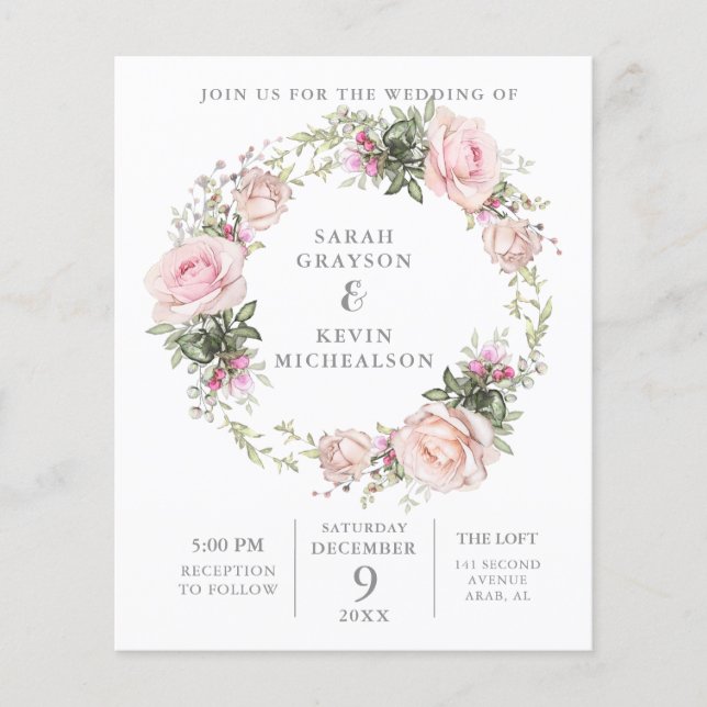 Flyer Convite De Casamento De primavera Floral Watercolo (Frente)