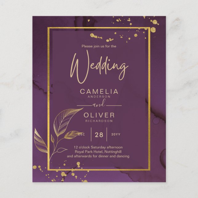 Flyer Convite de casamento DE SAÍDAS DOURADAS PROFUNDAS (Frente)