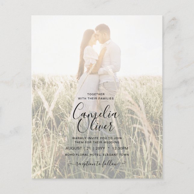 Flyer Convite de casamento de Sobreposição de Fotos Verd (Frente)
