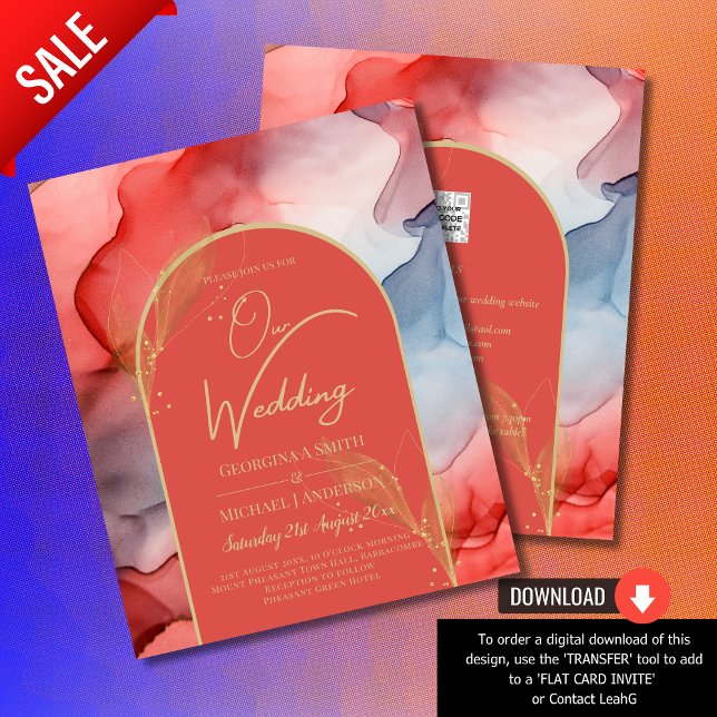 Flyer Convite de casamento de tinta Dourada azul de Mari (Criador carregado)