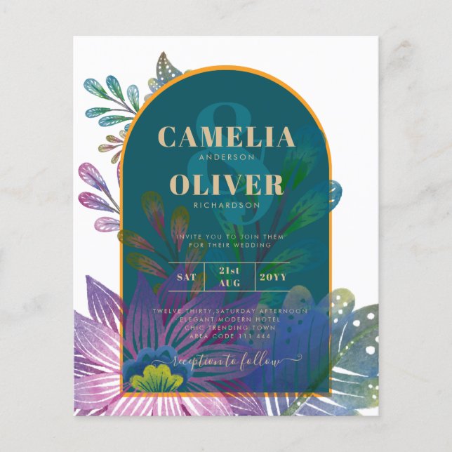 Flyer Convite de casamento de TONELADAS JUDAEL Douradas  (Frente)