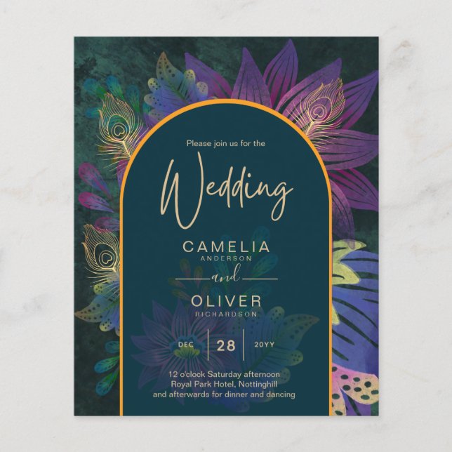 Flyer Convite de casamento de TONELADAS JUDAEL Douradas  (Frente)