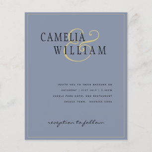 Flyer CONVITE DE CASAMENTO Dourado Azul com Derrame Clás