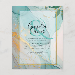 Flyer Convite de casamento Dourado de TINTA de Vidro Lea