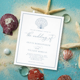 Flyer Convite de casamento Dusty Blue da Seashell da Pra