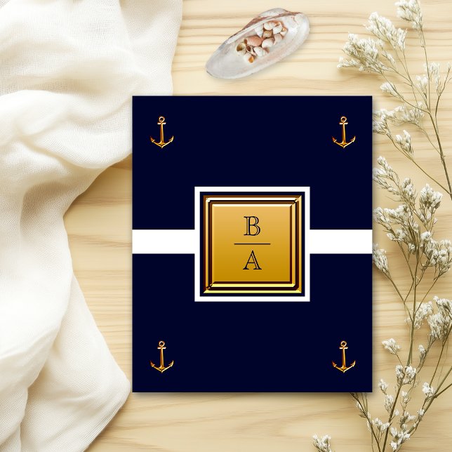 Flyer Convite de Casamento Econômico Azul Marinho Branco (Criador carregado)