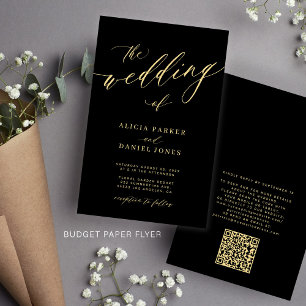 Flyer Convite de casamento econômico com código QR doura