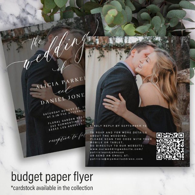 Flyer Convite de casamento elegante código QR orçamento  (Criador carregado)