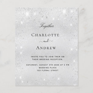 Flyer Convite de casamento elegante com brilho prateado 