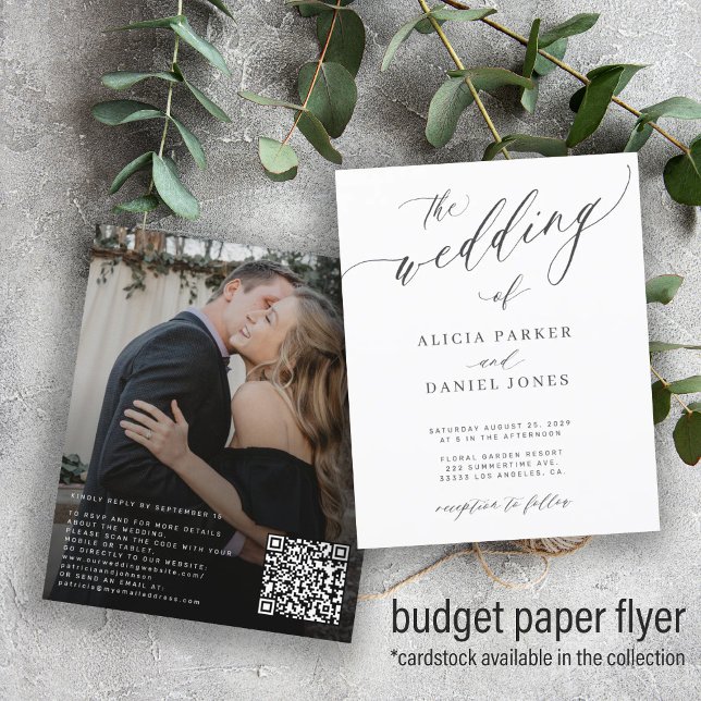 Flyer Convite de casamento elegante com código QR orçame (Criador carregado)