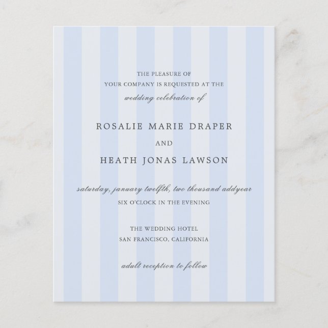 Flyer Convite de Casamento Elegante com Listras Azuis Mo (Frente)