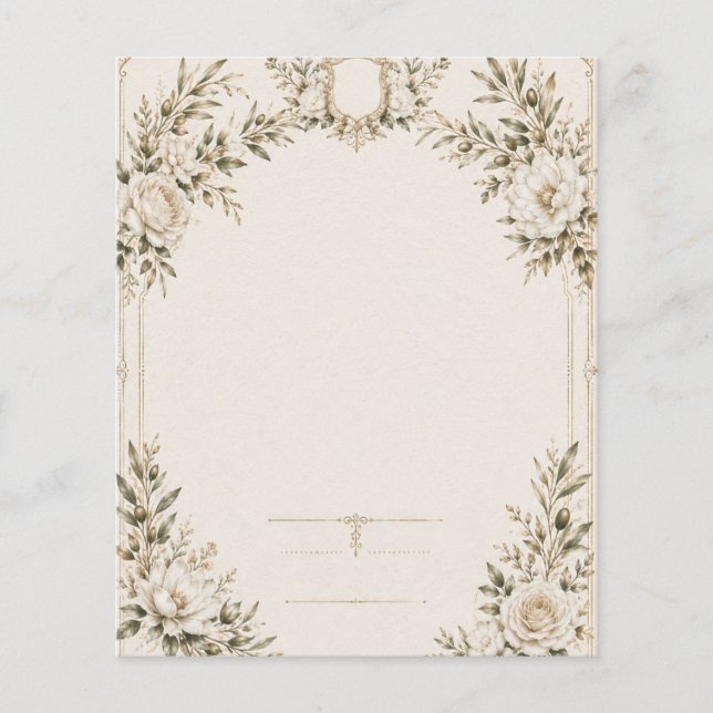 Flyer Convite de Casamento Elegante em Marfim com Champa (Frente)