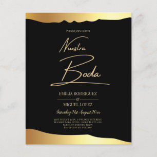 Flyer CONVITE DE CASAMENTO Elegante Jet Black Gold