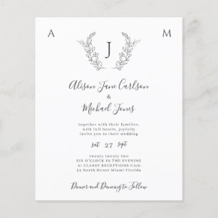 Flyer Convite de casamento elegante monograma orçamento