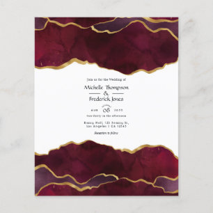 Flyer Convite de Casamento em Ágata Burgundy e Dourado