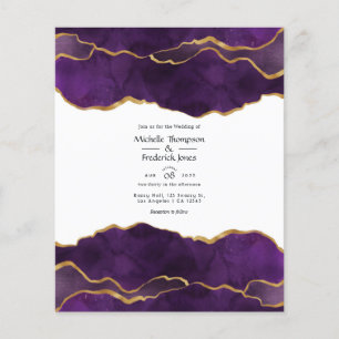 Flyer Convite de Casamento em Ágata Roxo e Dourado