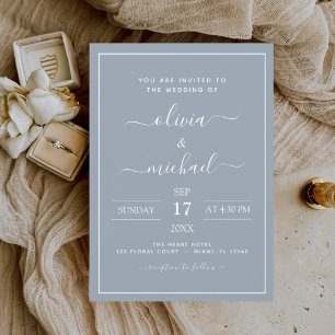 Flyer Convite de Casamento em Azul Po dusty Orçamento Ti