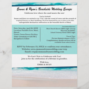 Flyer Convite de Casamento em Destino de Praia Acessível